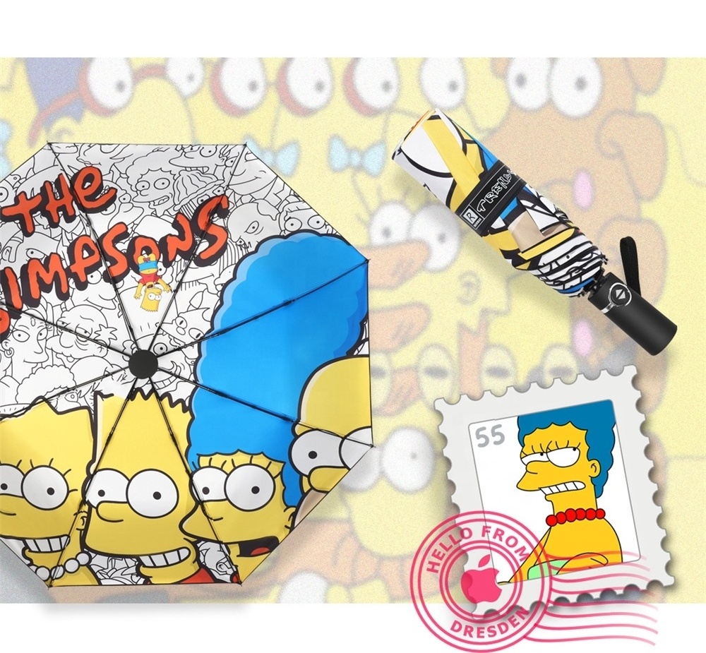 Simpsons automatic umbrella mechanism Simpsons kids cartoon umbrellas