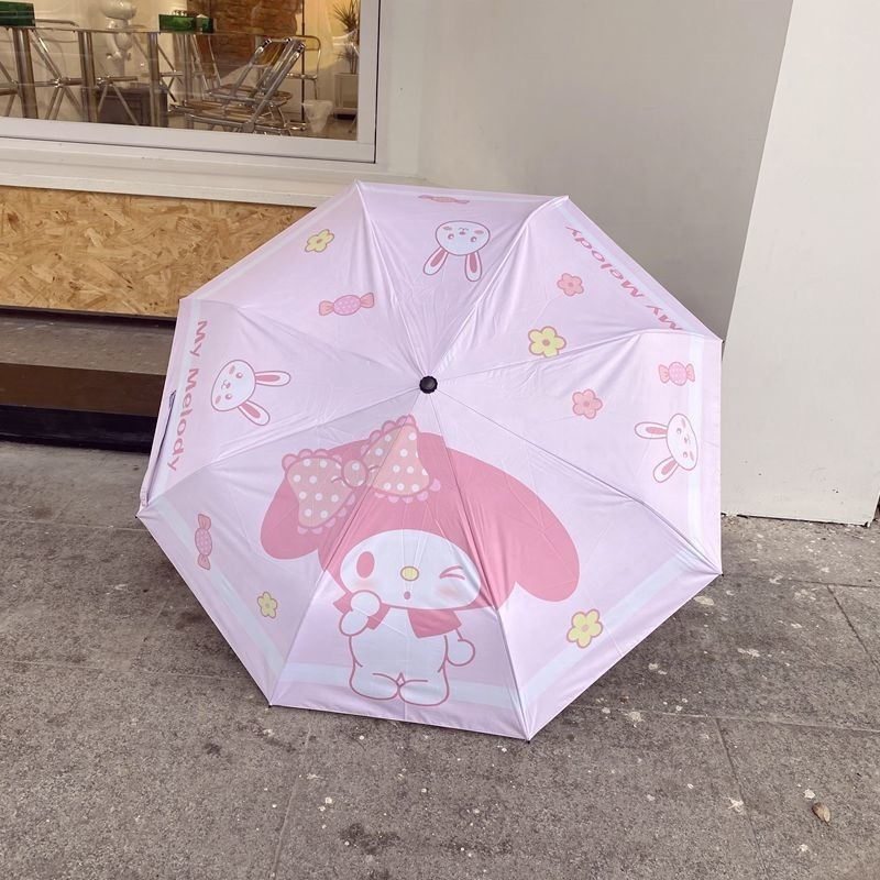 Kawaii Pattern Umbrella Sun Umbrella Anime My Melody Cinnamoroll Kuromi Purin Dog Cute Cartoon Girl Prevent UV Folding Umbrella