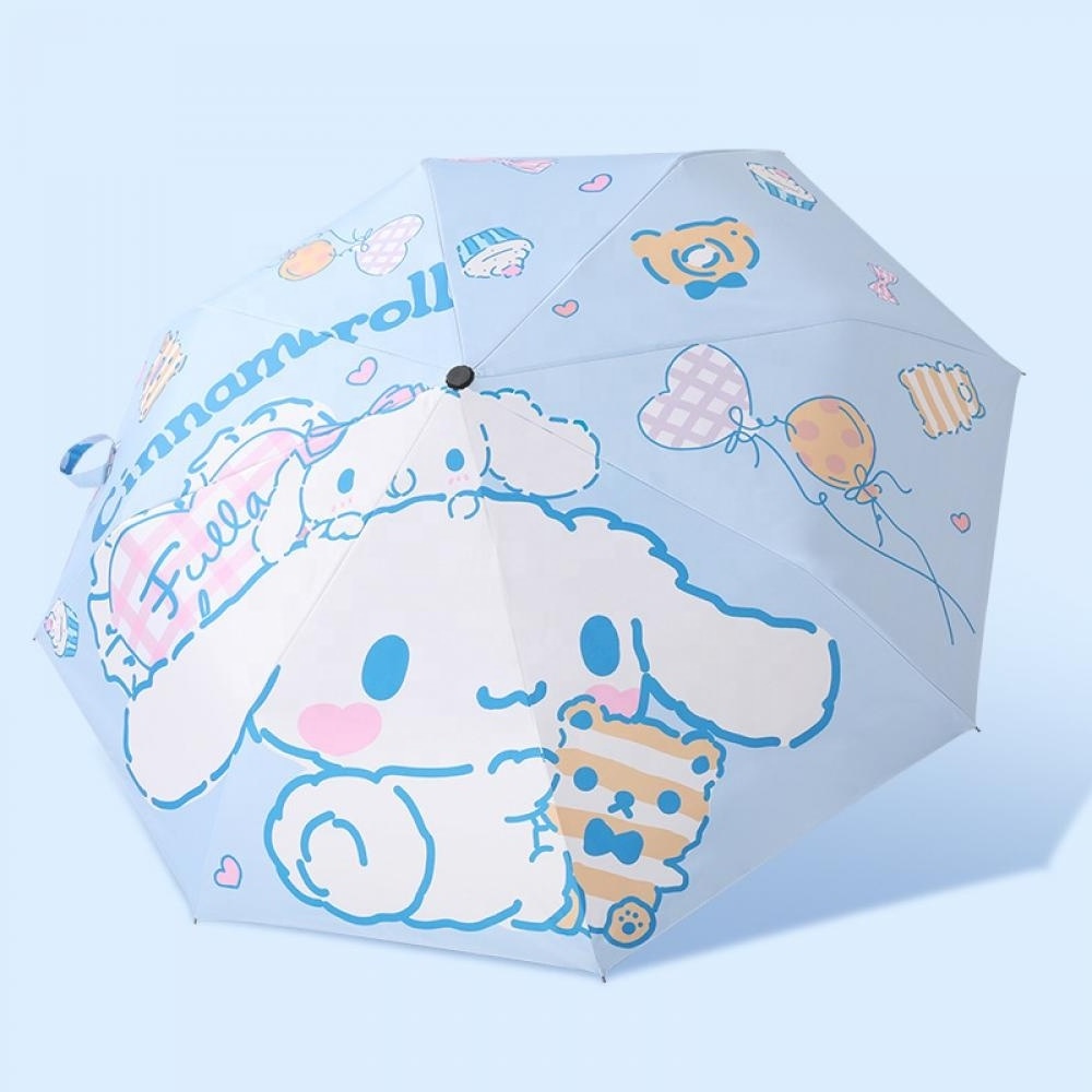 3 Fold Umbrella Kawaii Sanrio Cinnamoroll Anime Figure Parasol Dual Purpose Umbrella Ultraviolet Light Protection Portable Gift