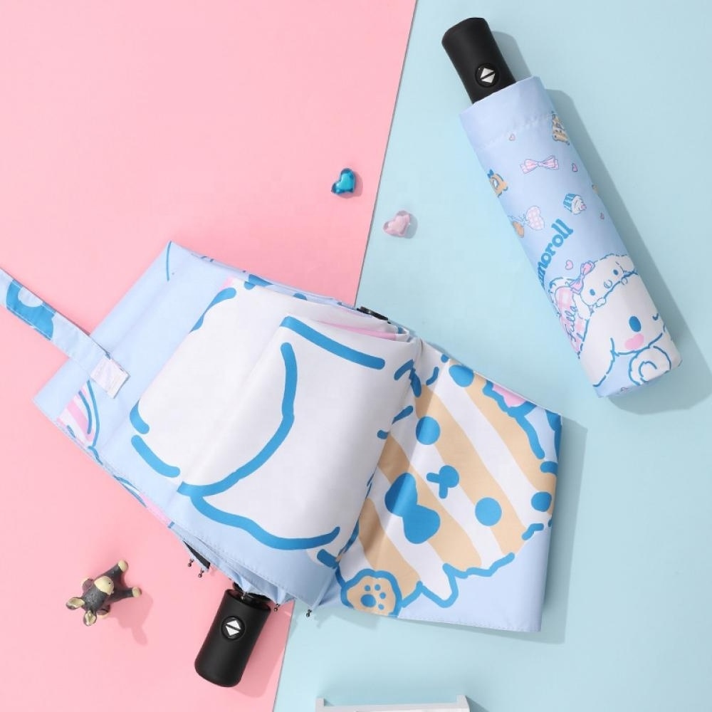 3 Fold Umbrella Kawaii Sanrio Cinnamoroll Anime Figure Parasol Dual Purpose Umbrella Ultraviolet Light Protection Portable Gift