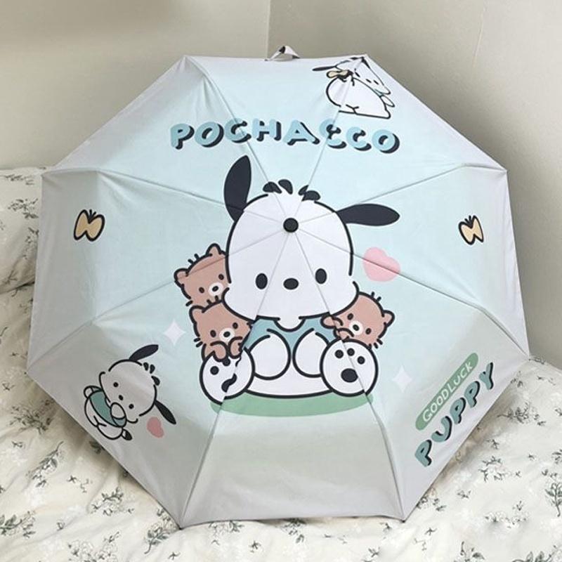 Sanrio Kawaii Pochacco Umbrella Student Cartoon Female Sunny and Rain Dual-use Sunscreen and UV Folding Vinyl Umbrella Gift