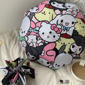 Sanrio Family Kitty Umbrella Parasol Folding Sunny Rainy Anti-UV Dual Use Anime Kawaii High Value Summer Travel Portable