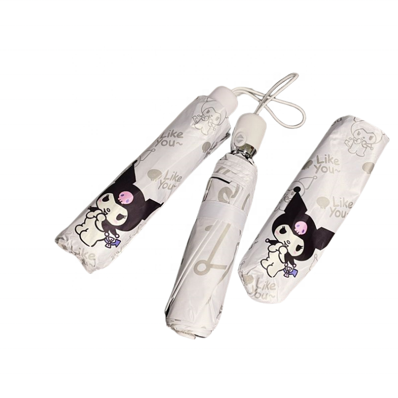 Sanrio series cute Kuromi sunny and rainy dual-use automatic folding umbrella sunscreen and UV protection cartoon parasol