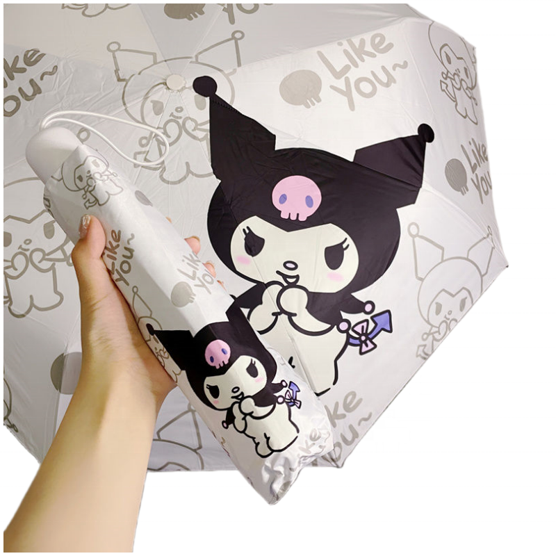 Sanrio series cute Kuromi sunny and rainy dual-use automatic folding umbrella sunscreen and UV protection cartoon parasol