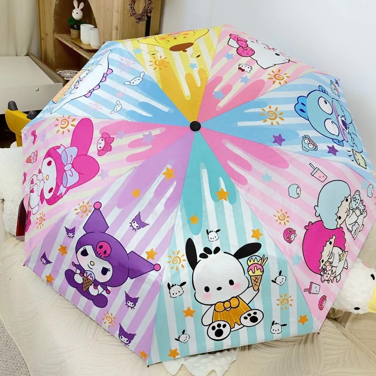 Sanrio Kuromi Cinnamoroll My Melody Umbrella Cute Cartoon Sunscreen Anti-ultraviolet Sunny Rainy Dual-purpose Folding Umbrella