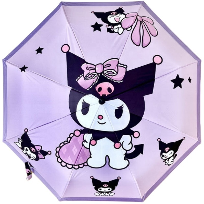 Sanrio Anime Cartoon Kuromi Cute Fully Automatic Umbrella Women Sunny and Rain Dual-Use Sun Sunscreen and Uv Student Sunshade