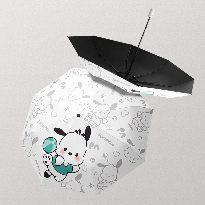 2023 Sanrio Umbrella Kawaii Mymelody Kuromi Cinnamoroll Korean Cartoon Lady Sunshade Cute Girl Automatic Protective Umbrella