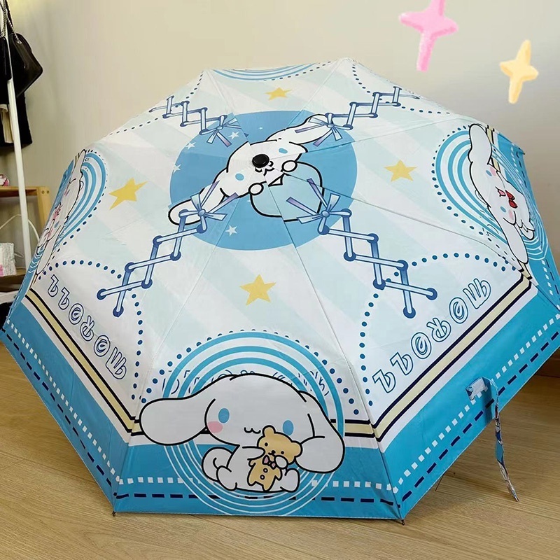 Sanrio Sun Umbrella Kittys Accessories Kawaii Cute Anime Folding Rain or Shine Sun Uv Protection Sunshade Toys Girls Gift