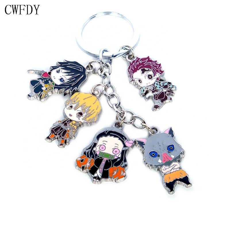 Demon Slayer Keychain Kimetsu no Yaiba Tanjirou Nezuko Metal Pendant Keyring Hunter x Hunter Key Chain For Men Cosplay Accessory