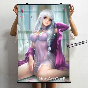 Anime Custom Re:Life in a Different World From Zero Sexy Emilia Poster Wall Scroll Home Decor Kawaii Gaming Wall Post Decoration