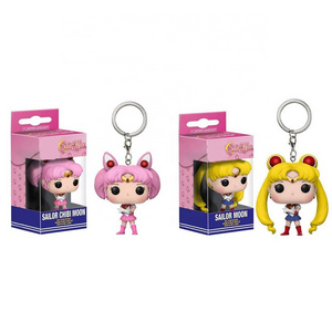 Japan Anime Sailor Moon Keychain PVC Cartoon Sailor Chibi Moon Figurines Cute Pendant Model Dolls For Girl Birthday Gift