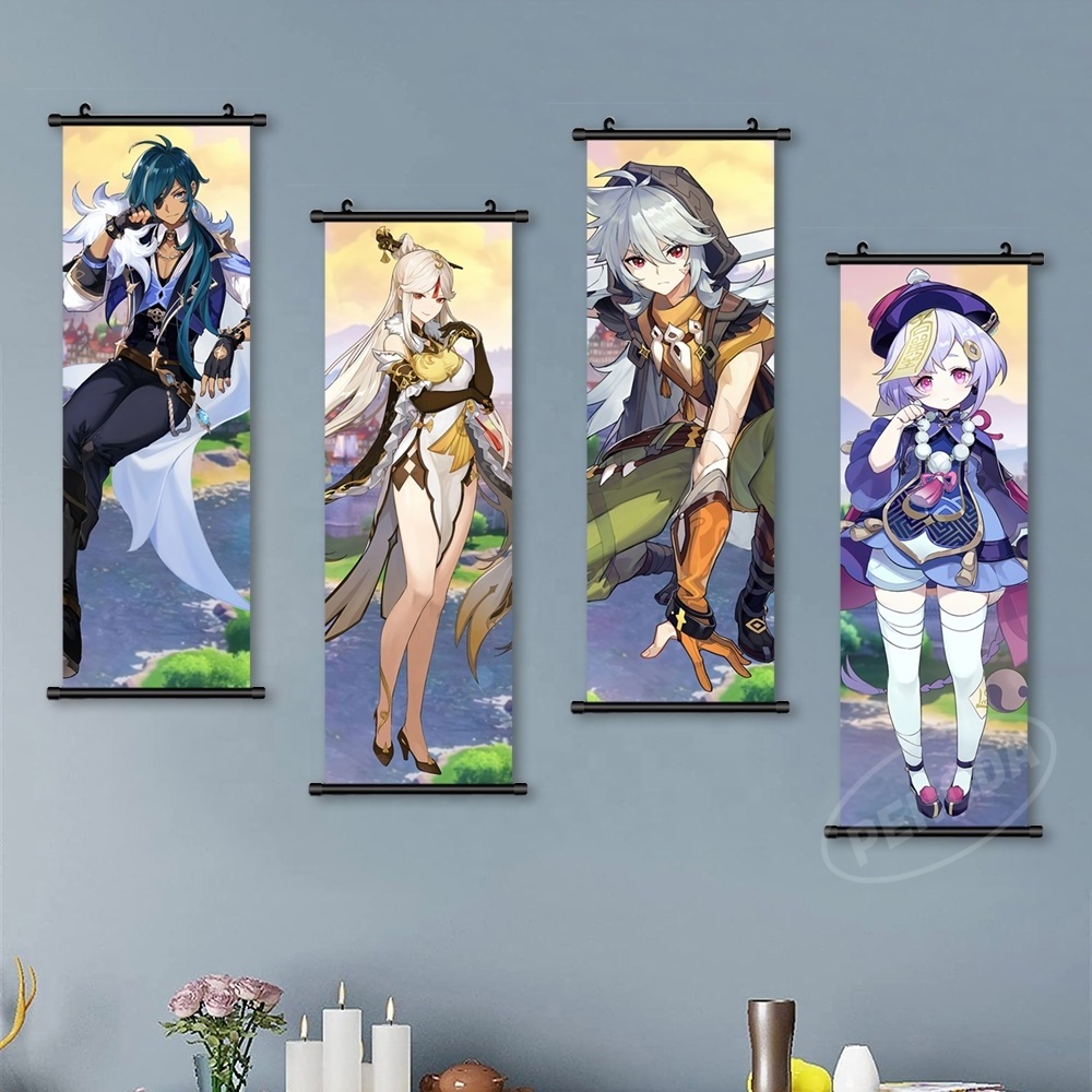 Home Decoration Character Modern Wall Art Picture Plastic Scroll Genshin Hanging Painting Print Canvas Poster For Living Room.