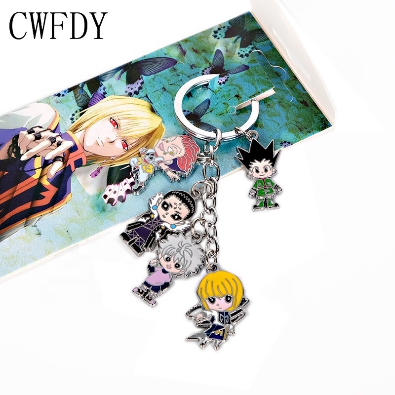 Demon Slayer Keychain Kimetsu no Yaiba Tanjirou Nezuko Metal Pendant Keyring Hunter x Hunter Key Chain For Men Cosplay Accessory