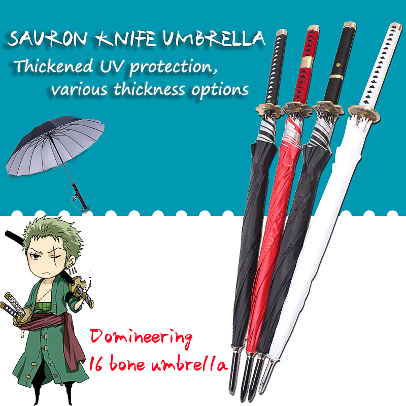 Hot Selling One Piece Roronoa Zoro Automatic Katana Umbrella Creative Women Men Samurai Sword Umbrella Windproof Parasol