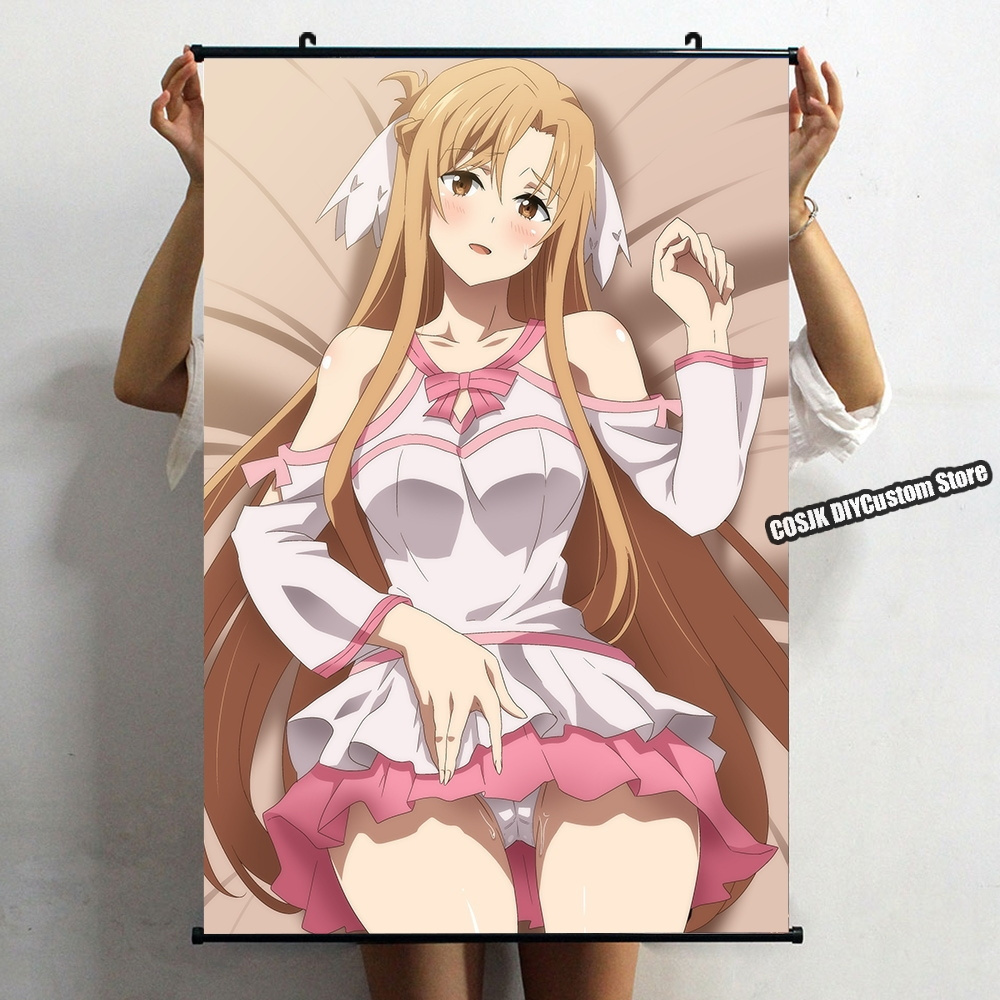 New Anime Sword Art Online SAO Yuuki Asuna Kirigaya Kazuto Poster Wall Scroll Home Decor Living Room Decoration Collectible Art