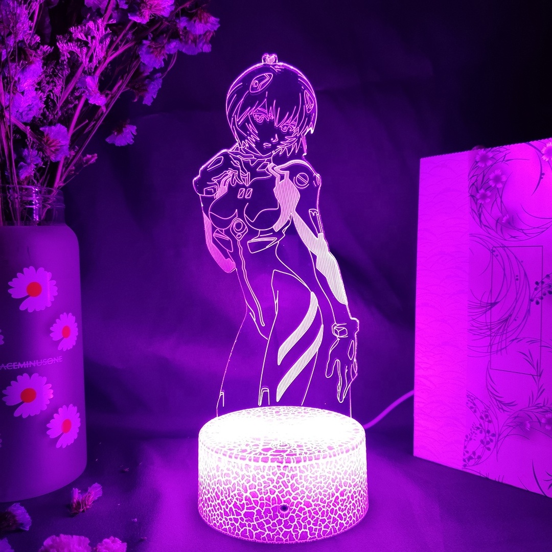 Anime EVA Figurine Ayanami Rei Manga Art Lamp Home Room Decoration 3D Night Light LED Bedside Decor Otaku Friends Birthday Gift