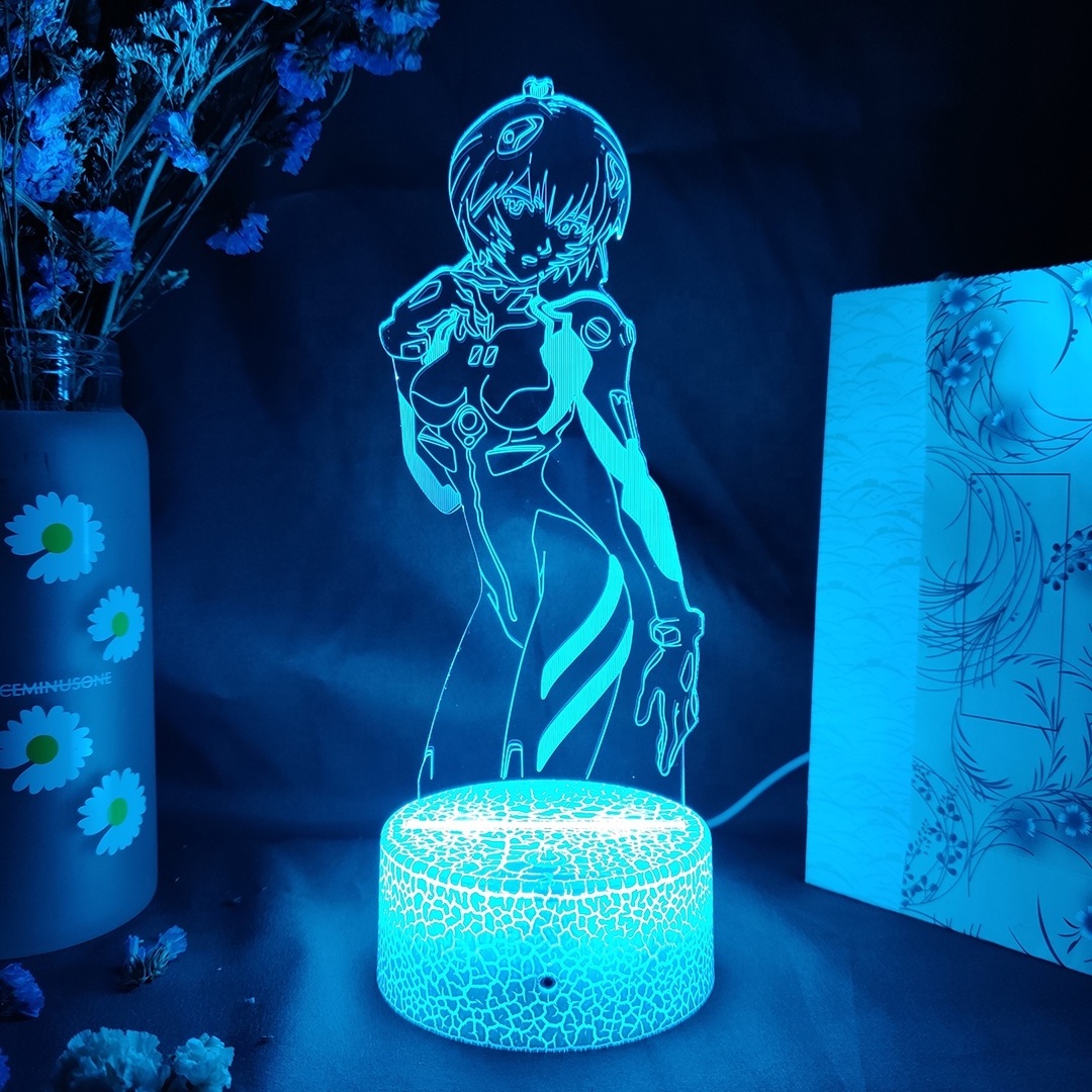 Anime EVA Figurine Ayanami Rei Manga Art Lamp Home Room Decoration 3D Night Light LED Bedside Decor Otaku Friends Birthday Gift