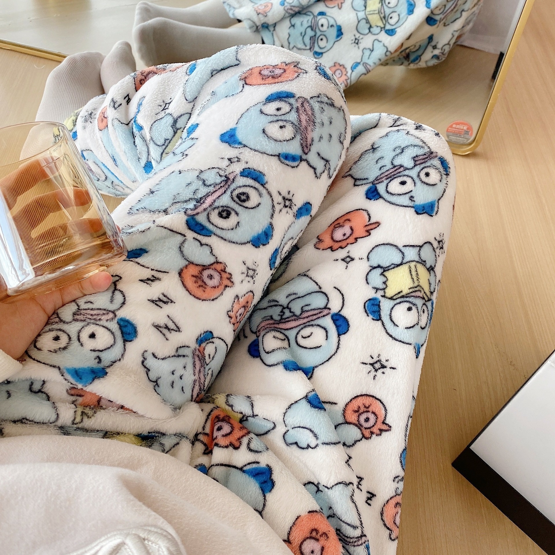 Sanrio Cartoon Hangyodon Plush Pajama Pants Men And Women Home Slacks Keep Warm In Winter Kawaii Girl Heart Birthday Gifts