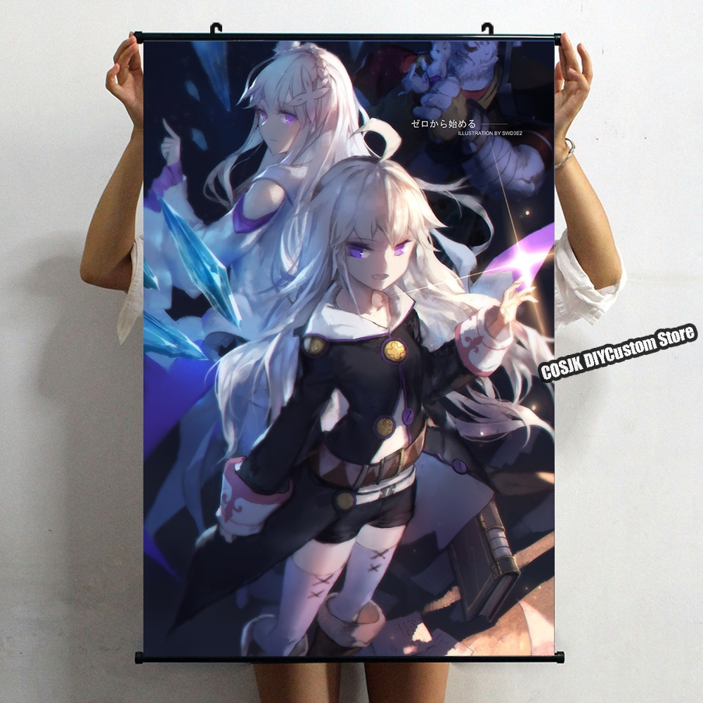 Anime Custom Re:Life in a Different World From Zero Sexy Emilia Poster Wall Scroll Home Decor Kawaii Gaming Wall Post Decoration