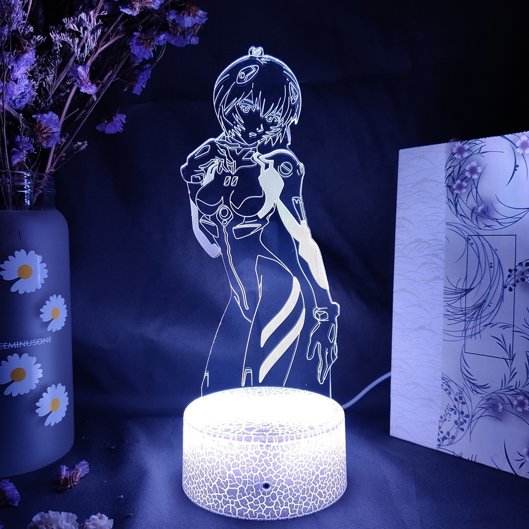 Anime EVA Figurine Ayanami Rei Manga Art Lamp Home Room Decoration 3D Night Light LED Bedside Decor Otaku Friends Birthday Gift