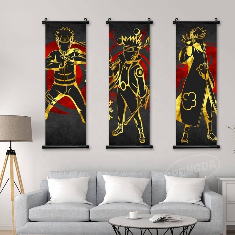 Narutos Canvas Painting Dark Gold Anime Figure Posters Manga Home Room Wall Art Decor Aesthetic  Children's Birthday Party Gifts