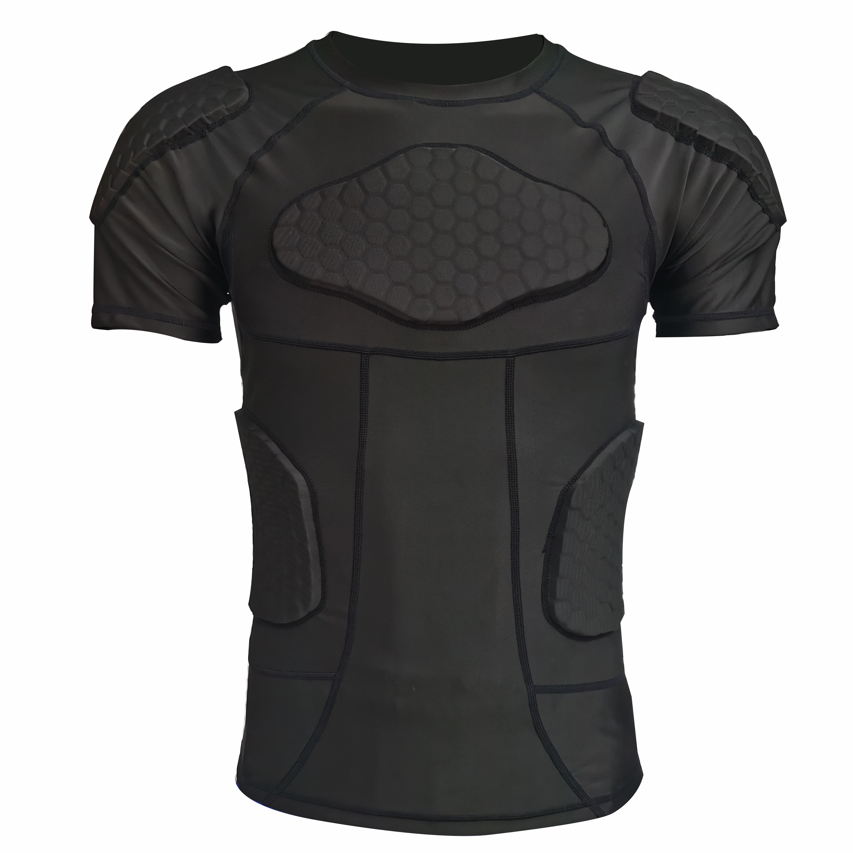 EVA Anti-Collision Custom Sports Basketball American Football Padded Compression T Shirts With Shoulder Rib Chest Pads Protector