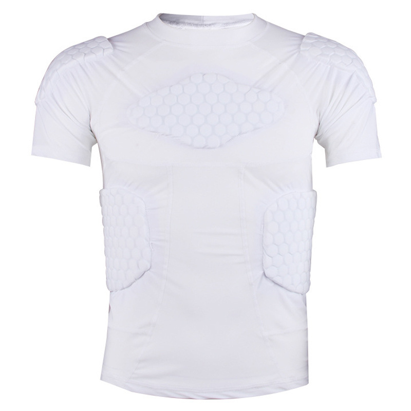 EVA Anti-Collision Custom Sports Basketball American Football Padded Compression T Shirts With Shoulder Rib Chest Pads Protector