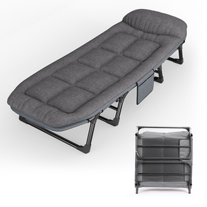 2024 modern folding bed camping portable single simple stainless steel comfortable folding bed wholesale