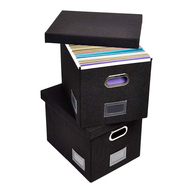 Black file collect fake book fabric storage box foldable waterproof storage deck box