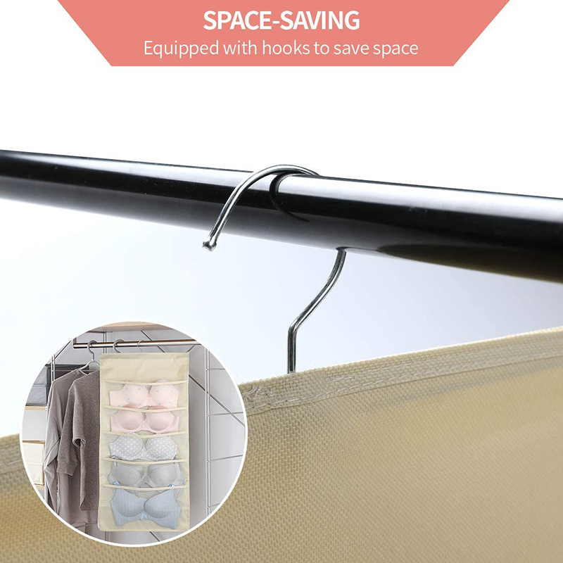 Hanging Collapsible Closet Shelves Organizer and Storage for Wall with Mesh Pockets & Rotating