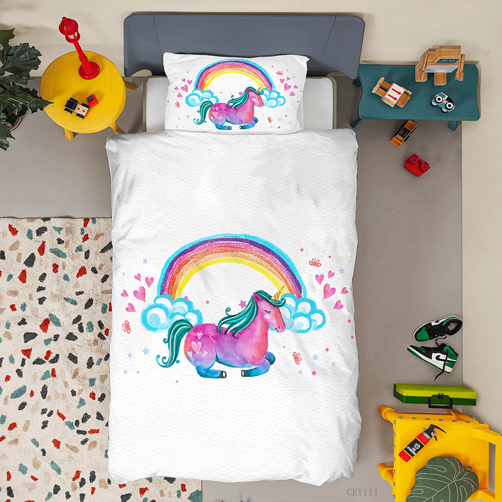 3D Cartoon children's bed rainbow cloud  Duvet Cover Set Princess bedding