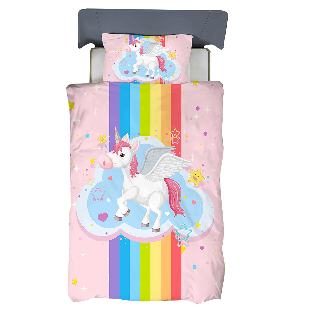 3D Cartoon children's bed rainbow cloud  Duvet Cover Set Princess bedding