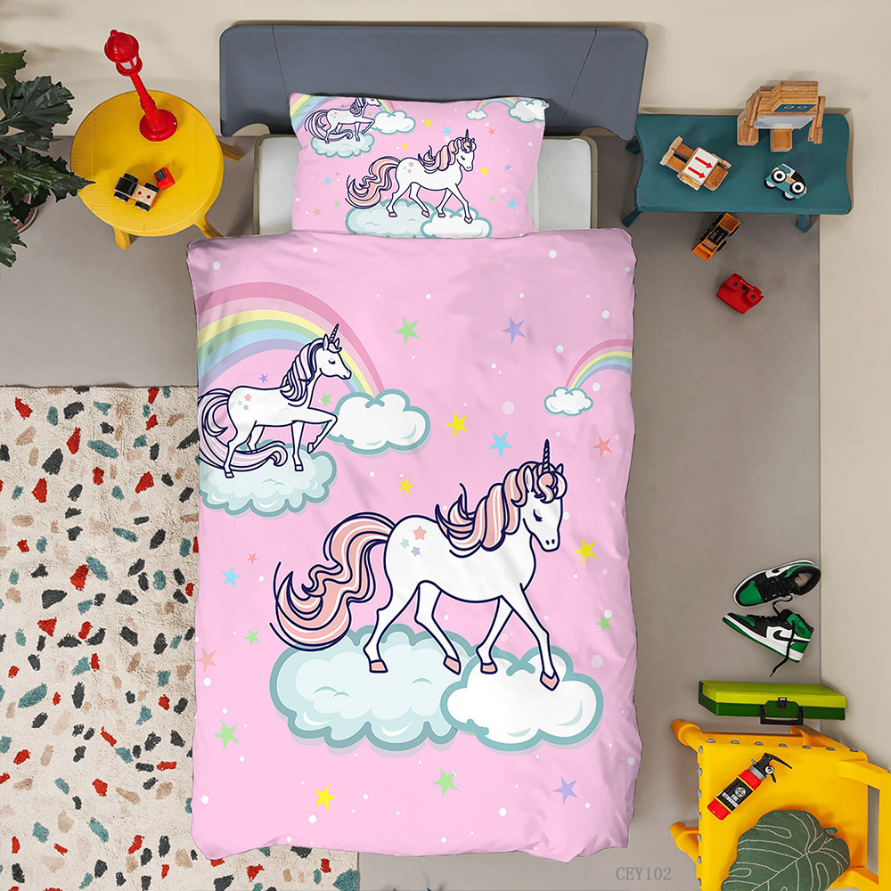 3D Cartoon children's bed rainbow cloud  Duvet Cover Set Princess bedding