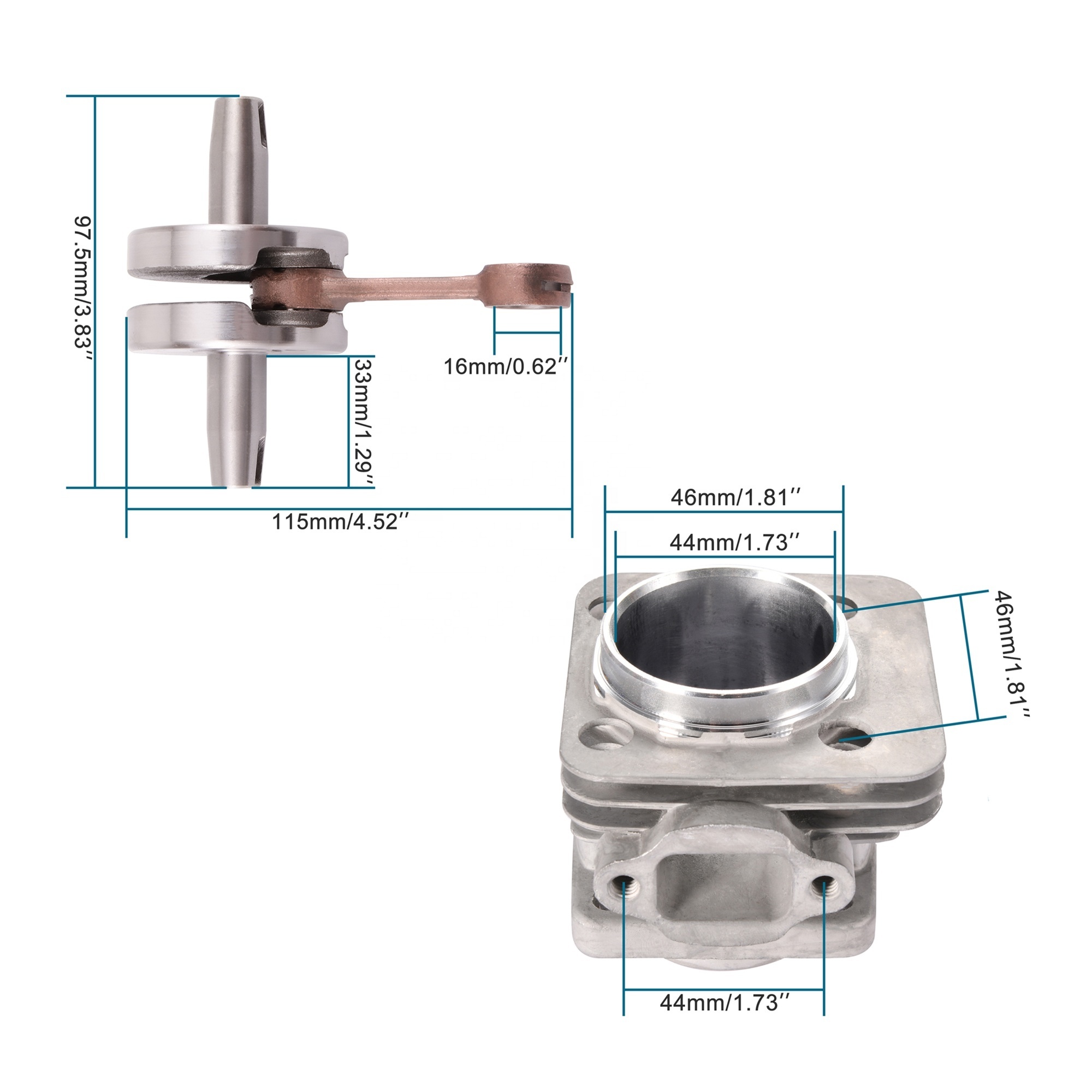 GOOFIT 44mm Big Bore 53cc 54cc Top Kit Cylinder Head Replacement for 2 Stroke 47cc 49cc Engine Mini Quad Pocket Bike