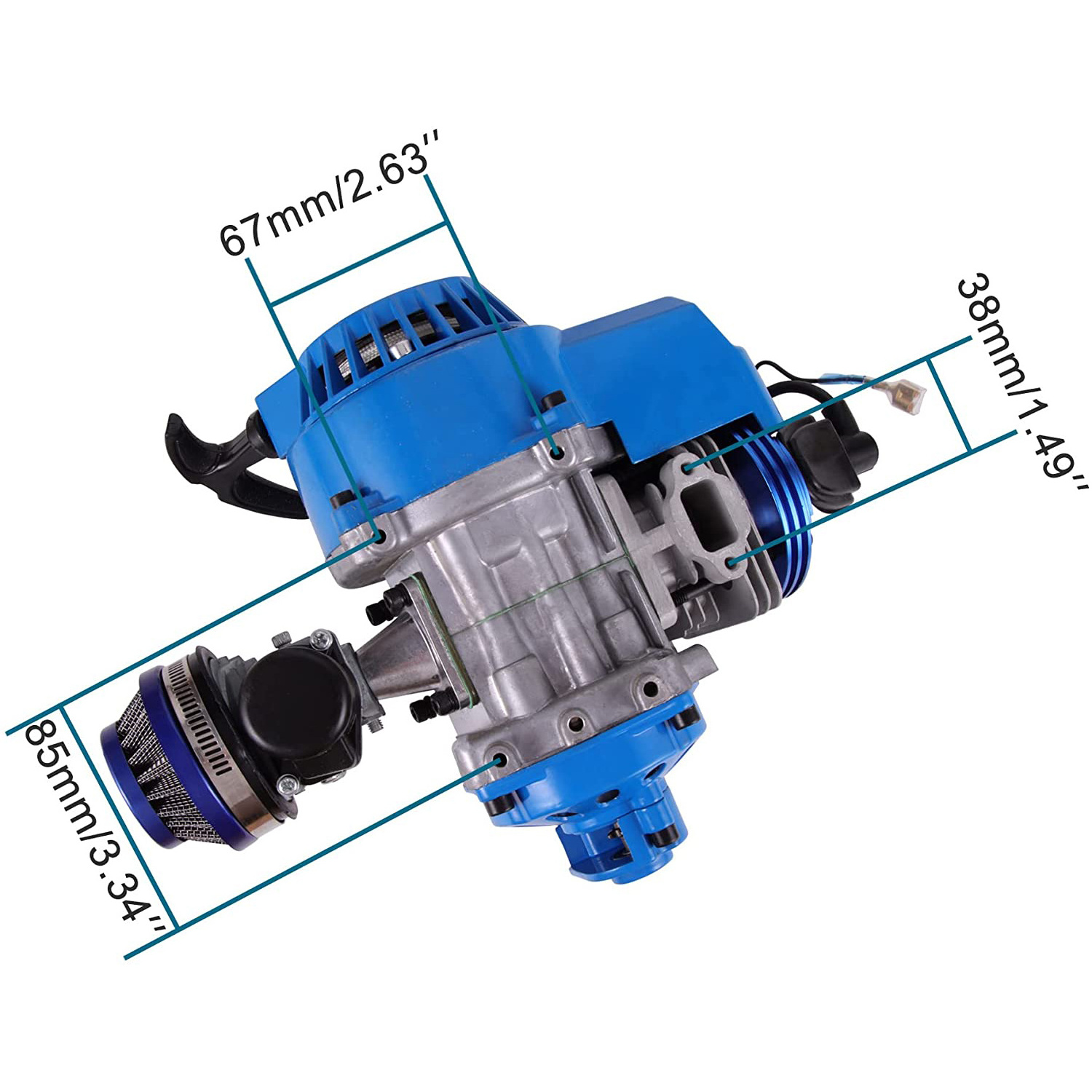 GOOFIT Blue 44-6 Modified 49cc Engine With Handle Bar Throttle Cable For 2 Stroke 43cc 47cc 49cc ATV Mini Dirt Bike Scooter