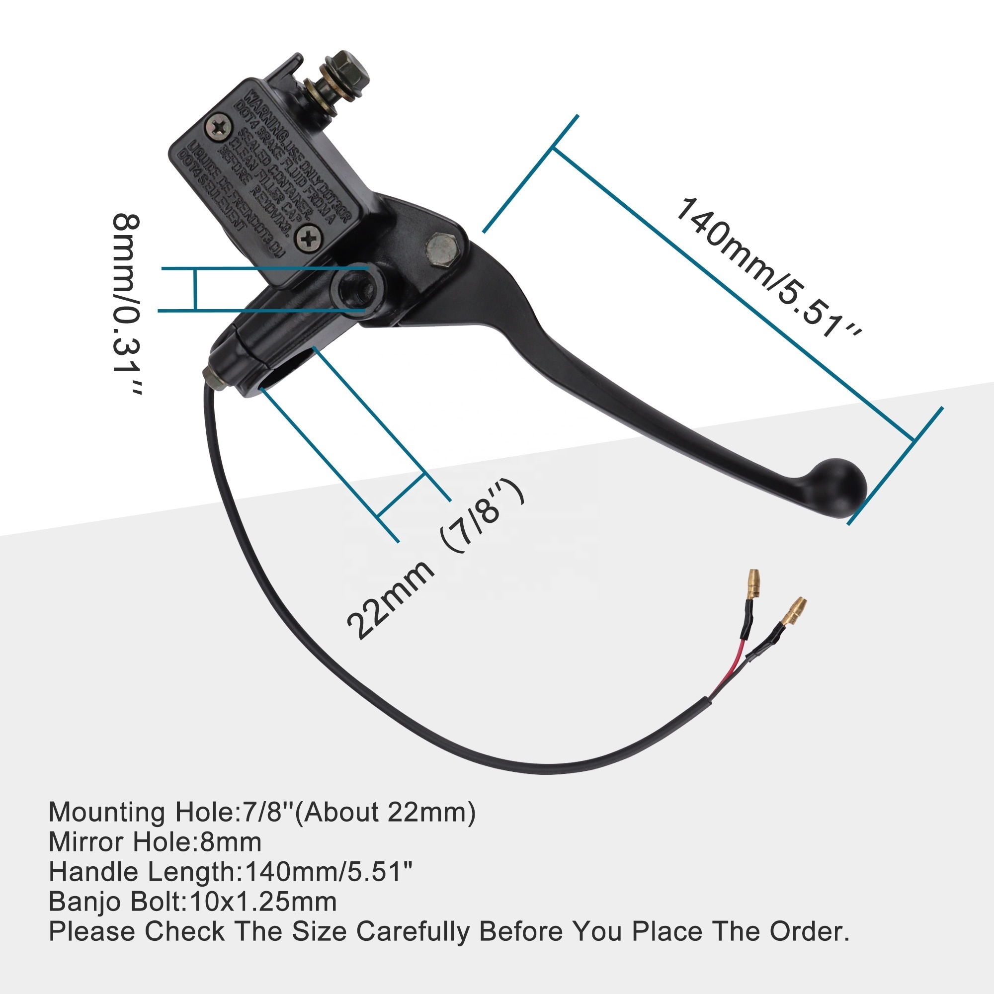 GOOFIT Hydraulic Brake Master Cylinder Brake Lever Replacement For 50cc 70cc 90cc 110cc 125cc 150cc 200cc 250cc Taotao Kazuma