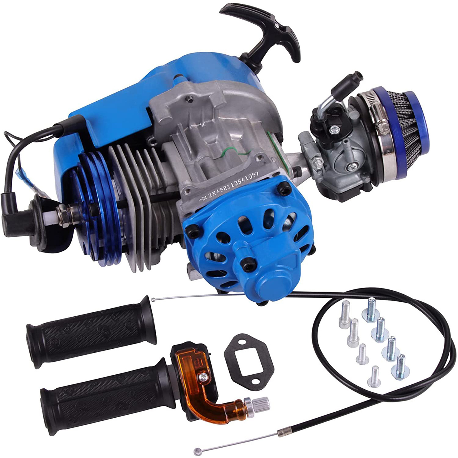 GOOFIT Blue 44-6 Modified 49cc Engine With Handle Bar Throttle Cable For 2 Stroke 43cc 47cc 49cc ATV Mini Dirt Bike Scooter