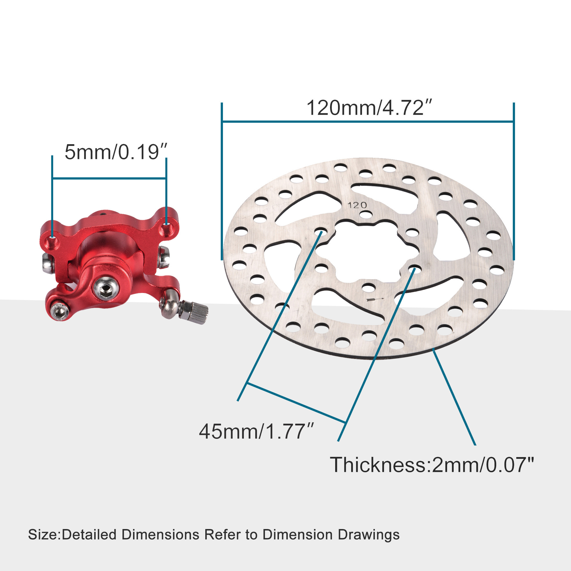 GOOFIT 120mm Disc Rotor Brake Front Rear Motorcycle Brake Caliper Replacement For MBX10 MBX11 Mini Dirt Bike 43cc 47cc 49cc Pock