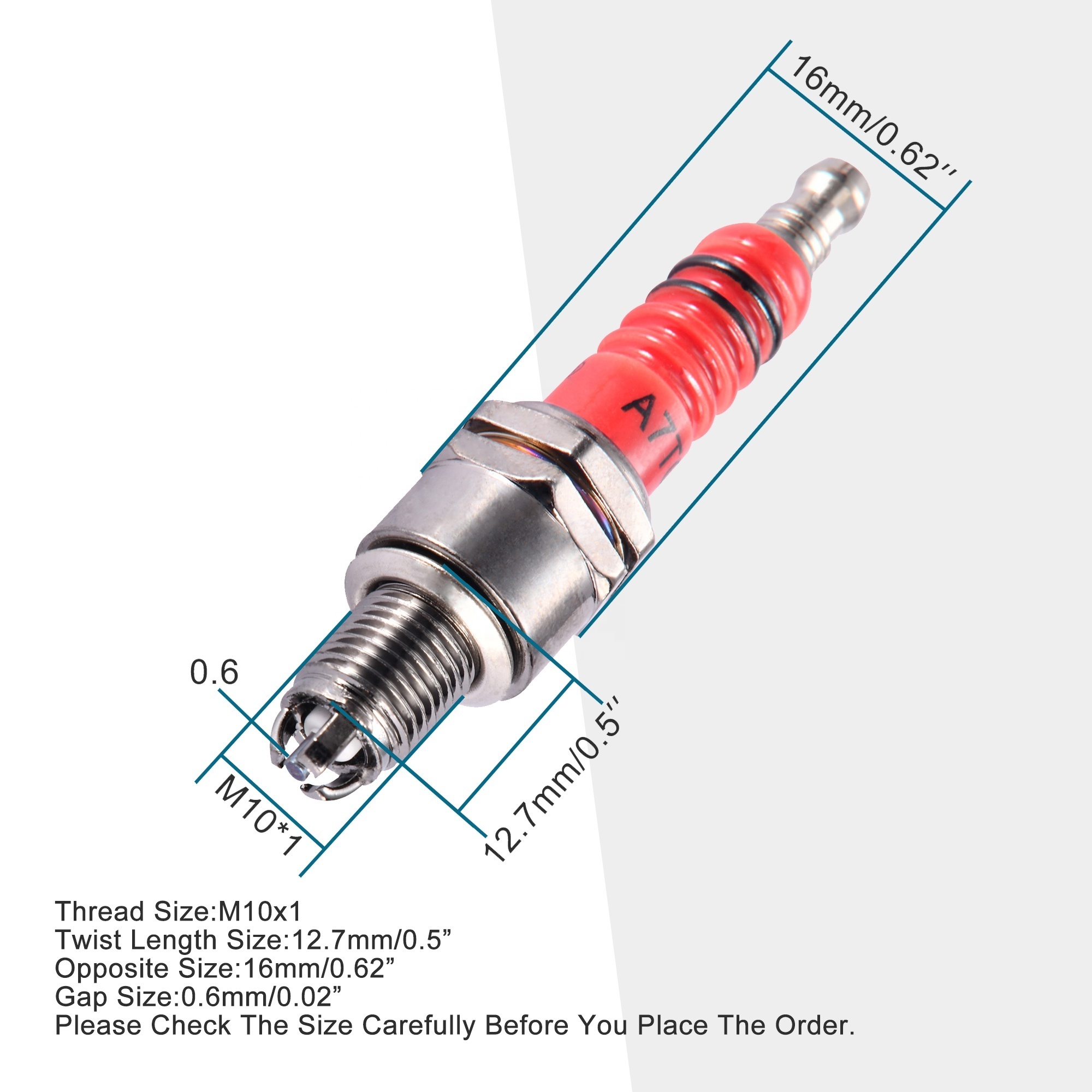 GOOFIT Spark Plug A7TC 3-Electrode Replacement For Motorcycle 50cc 70cc 90cc 110cc ATV 150 Moped Go Kart Scooter