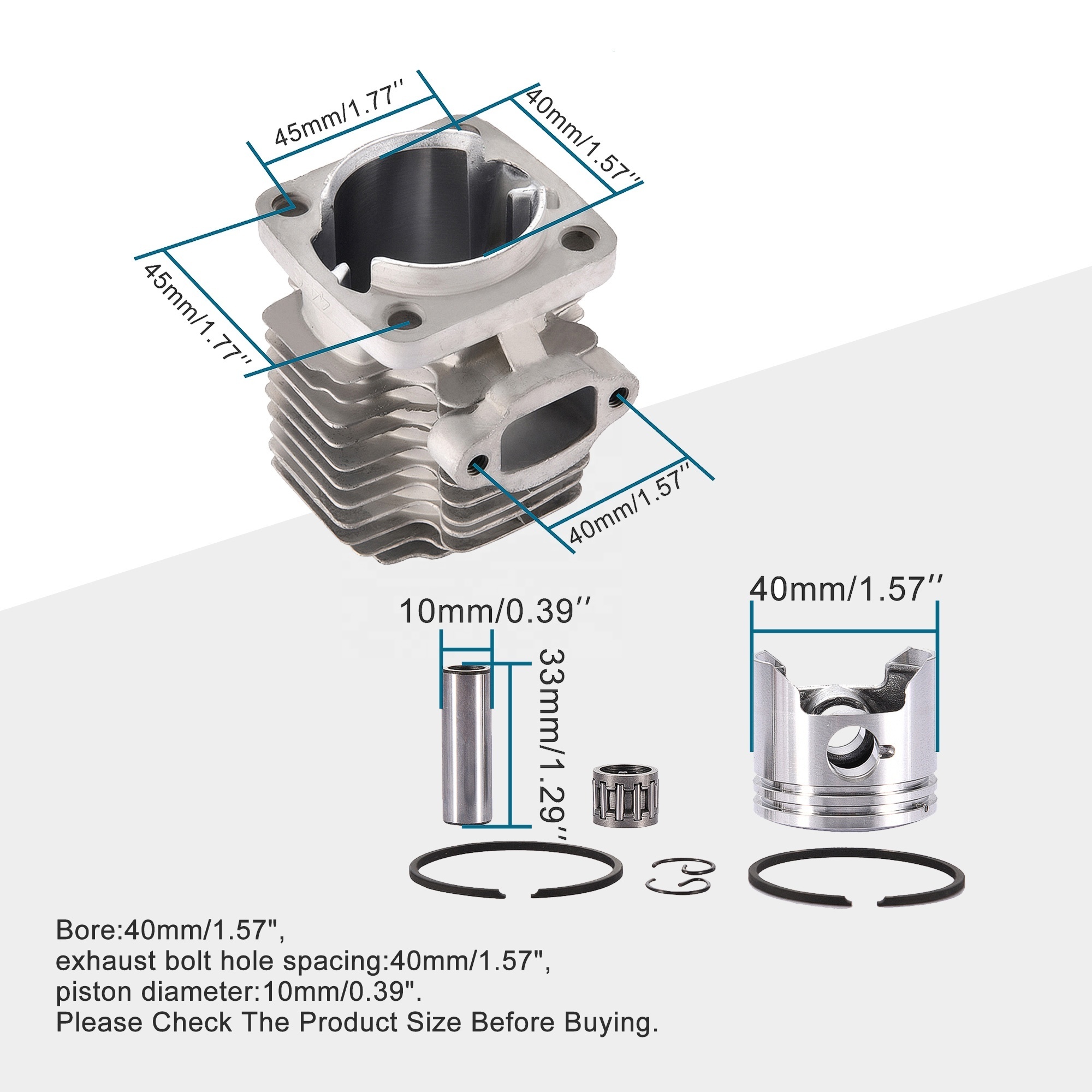 GOOFIT 40-6 Cylinder Piston Assembly Kit 40mm Replacement For 47cc 2 Stroke Engine Mini Quad ATV Pocket Dirt Bike