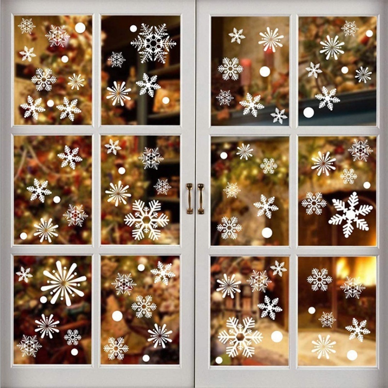 glass films static cling snowflake vintage thank you banner name gift christmas window stickers decals