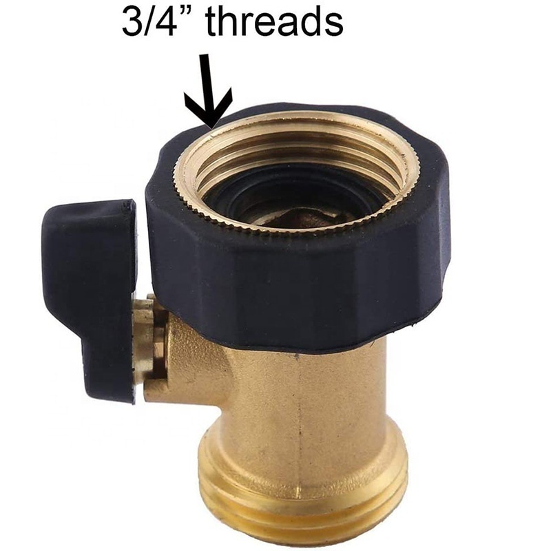 SUNSHINE Water Hose Splitter Quick Connect 3/4 inch Brass Shut off Valve Garden Hose Connector with Rubber Cover