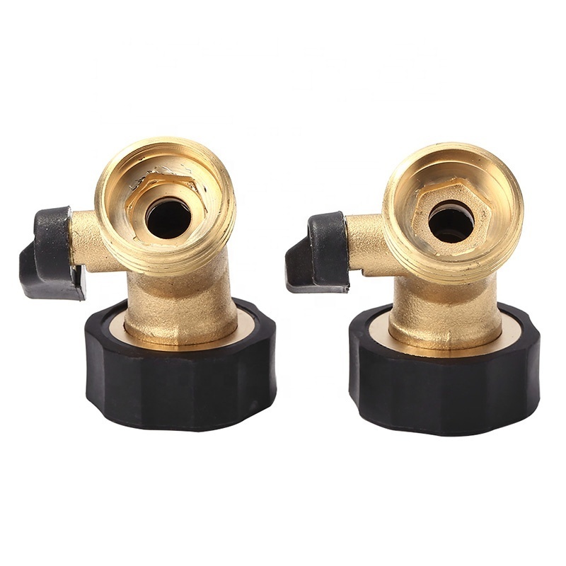 SUNSHINE Heavy Duty 3/4 inch Brass Shut Off Valve Gooseneck Garden Hose Connector With Rubber