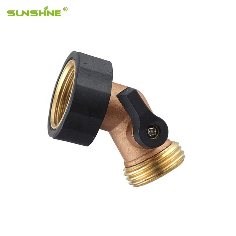 SUNSHINE Heavy Duty 3/4 inch Brass Shut Off Valve Gooseneck Garden Hose Connector With Rubber