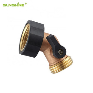 SUNSHINE Heavy Duty 3/4 inch Brass Shut Off Valve Gooseneck Garden Hose Connector With Rubber