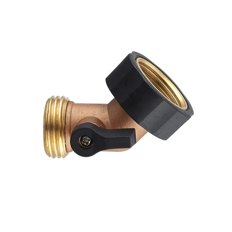 SUNSHINE Heavy Duty 3/4 inch Brass Shut Off Valve Gooseneck Garden Hose Connector With Rubber