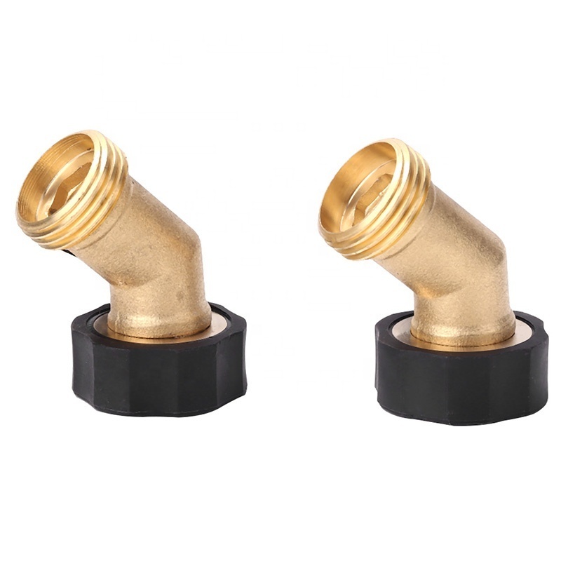 SUNSHINE Garden Fittings Gooseneck Brass Garden Hose Shut off Valve 3/4 inch  Quick Connector with Rubber