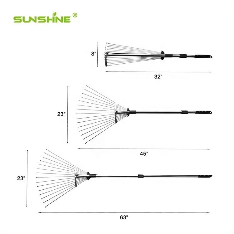 SUNSHINE 15T Telescopic Landscape Adjustable Folding Lawn Rake