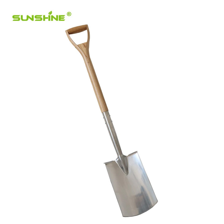 SUNSHINE China supplier FSC Ash Wood D Handle Garden Tools Stainless Spade and Fork