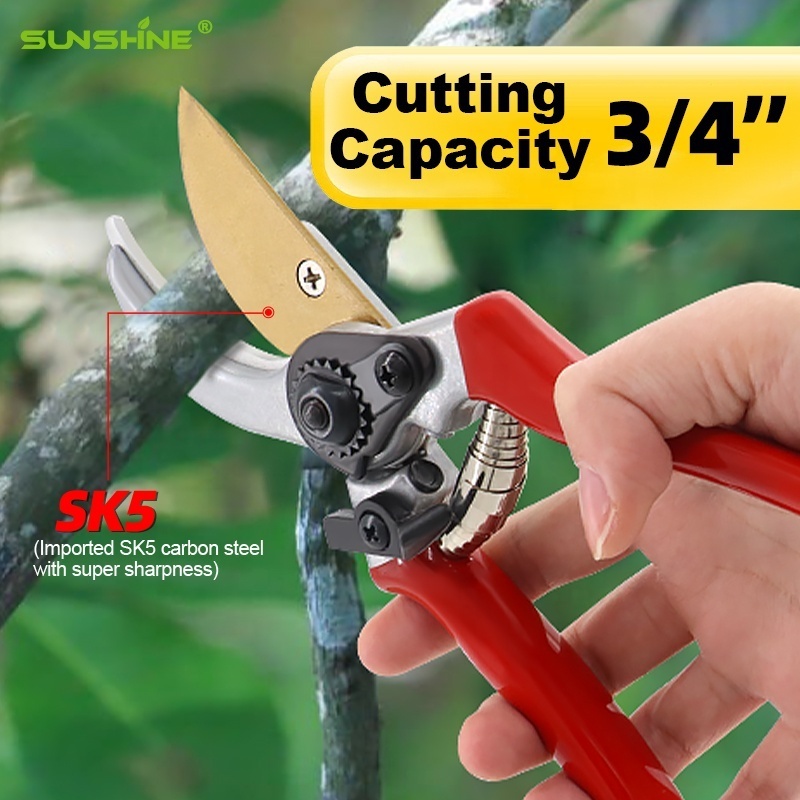 SUNSHINE 8 Inch Blunt Tip Garden Bypass Pruning Shears for Pruning Tasks